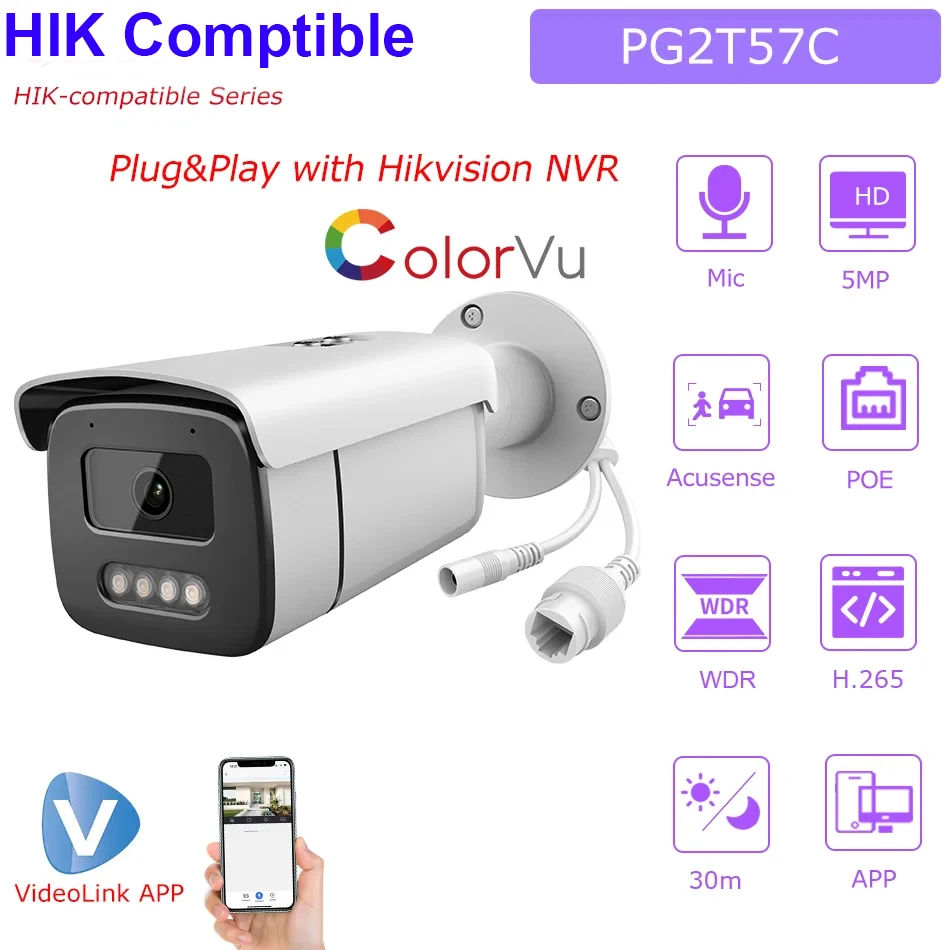 hikvision camera ip de video de vigilancia plug and play com hik nvr app view microvisor integrado colorvu ir30m 5mp 8mp 01