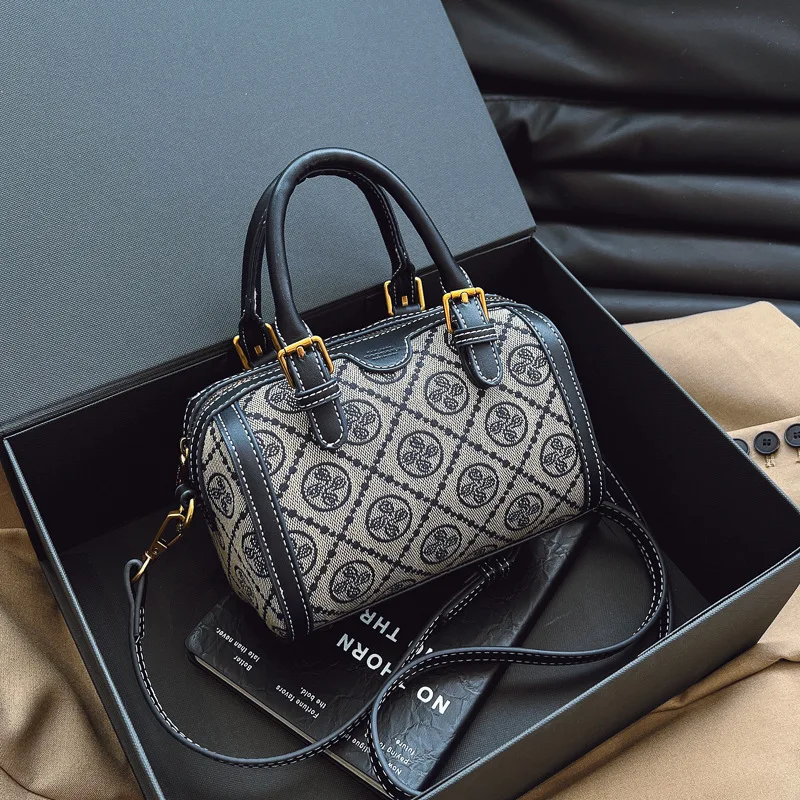 Printed floral pillow bag, handbag, women's 2025 new style, high-end Boston shoulder crossbody bag, small bag