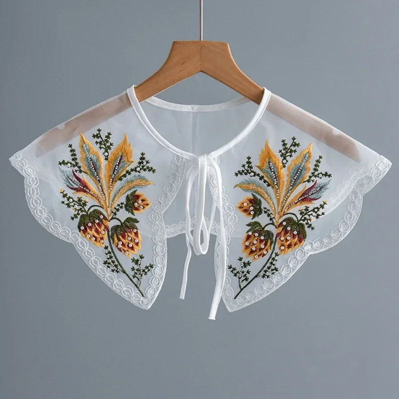 Embroidered False Collar for Women Teens Girls Elegant Detachable Faux Collar Blouse Collar Fashion Clothing Accessories