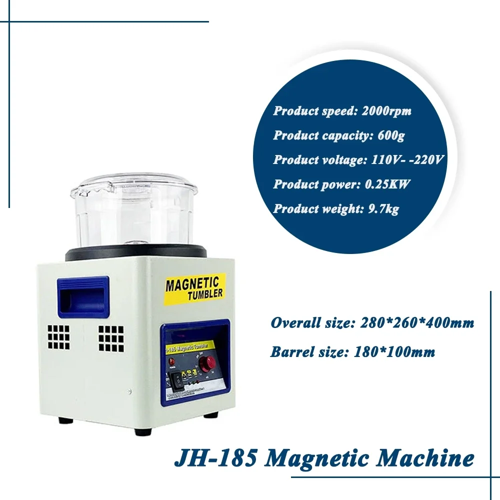 

Magnetic Tumbler Jewelry Polisher 180mm 2000 RPM Finisher 7.3 inch Magnetic Polisher with Adjustable Speed for Jewelry (JH185)