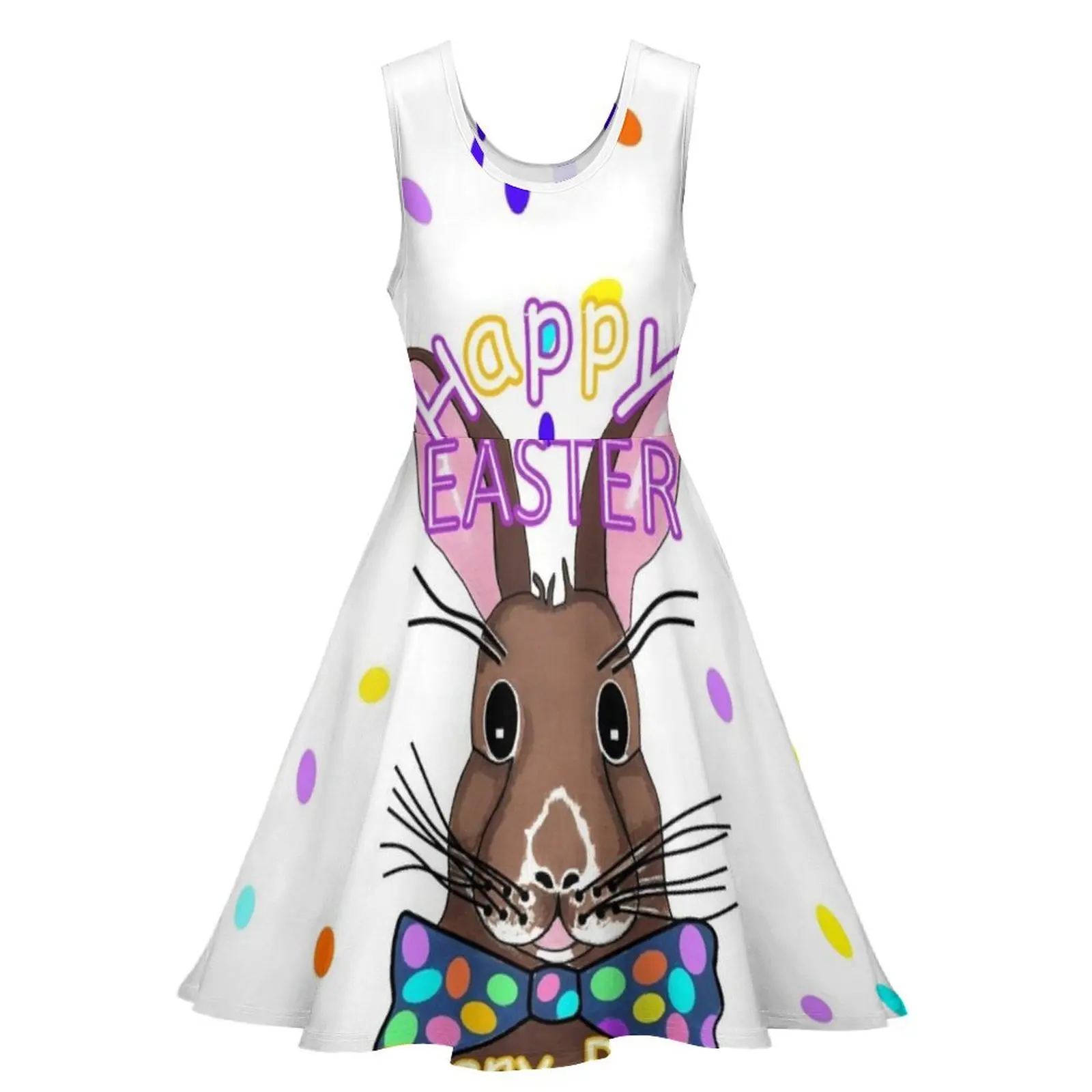 Happy Easter Bunny Rabbit - Colorful Easter Eggs, Bunny Rabbit Face Sleeveless Dress dresses for women 2024 Woman clothing