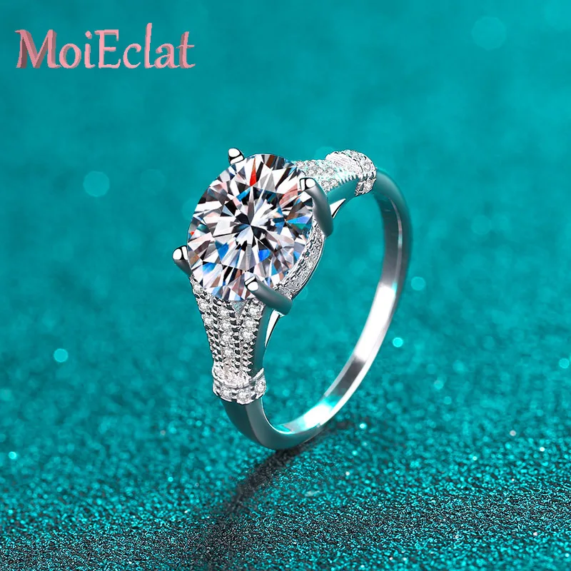 خواتم نسائية فاخرة من البلاتين Pt950 ، بيضة الحمام المبهرة 3 قيراط مويسانيتي خاتم الماس البيضاوي مجوهرات الزفاف هدية عيد ميلاد