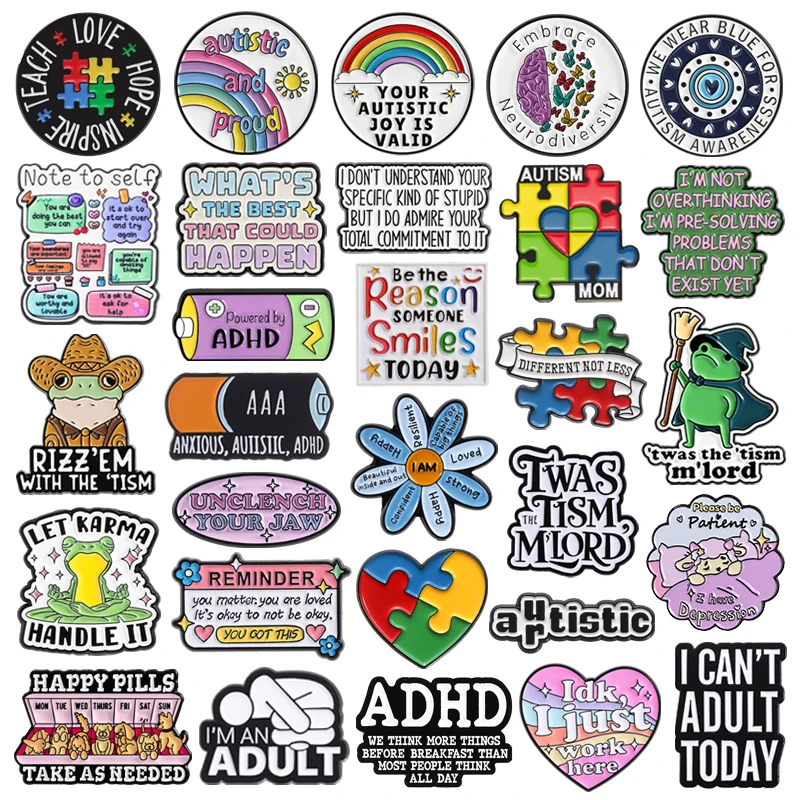 Mental Health Quotes Enamel Pins Be the Reason Someone Smiles Today TWAS THE TISM M'LORD ADHD Brooches Lapel Badge Jewelry Gifts