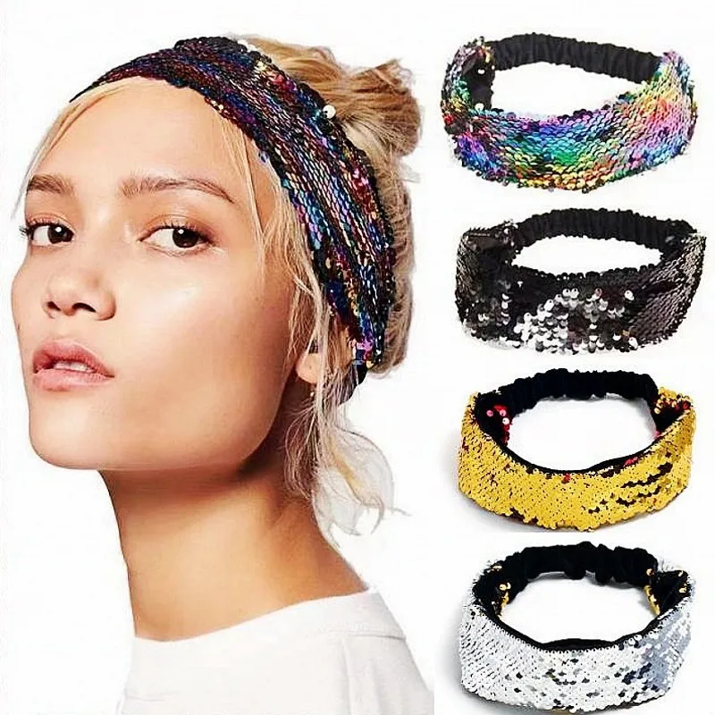 

European and American new spot sequined headband fashion sports style cross-border sequined headband headgear women