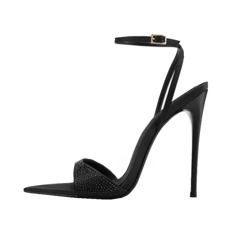 MKKHOU Fashion Pumps New High Quality Handmade Shoes Sexy Thin Strip Crystal High Heel Sandals Women's Modern Open Shoes