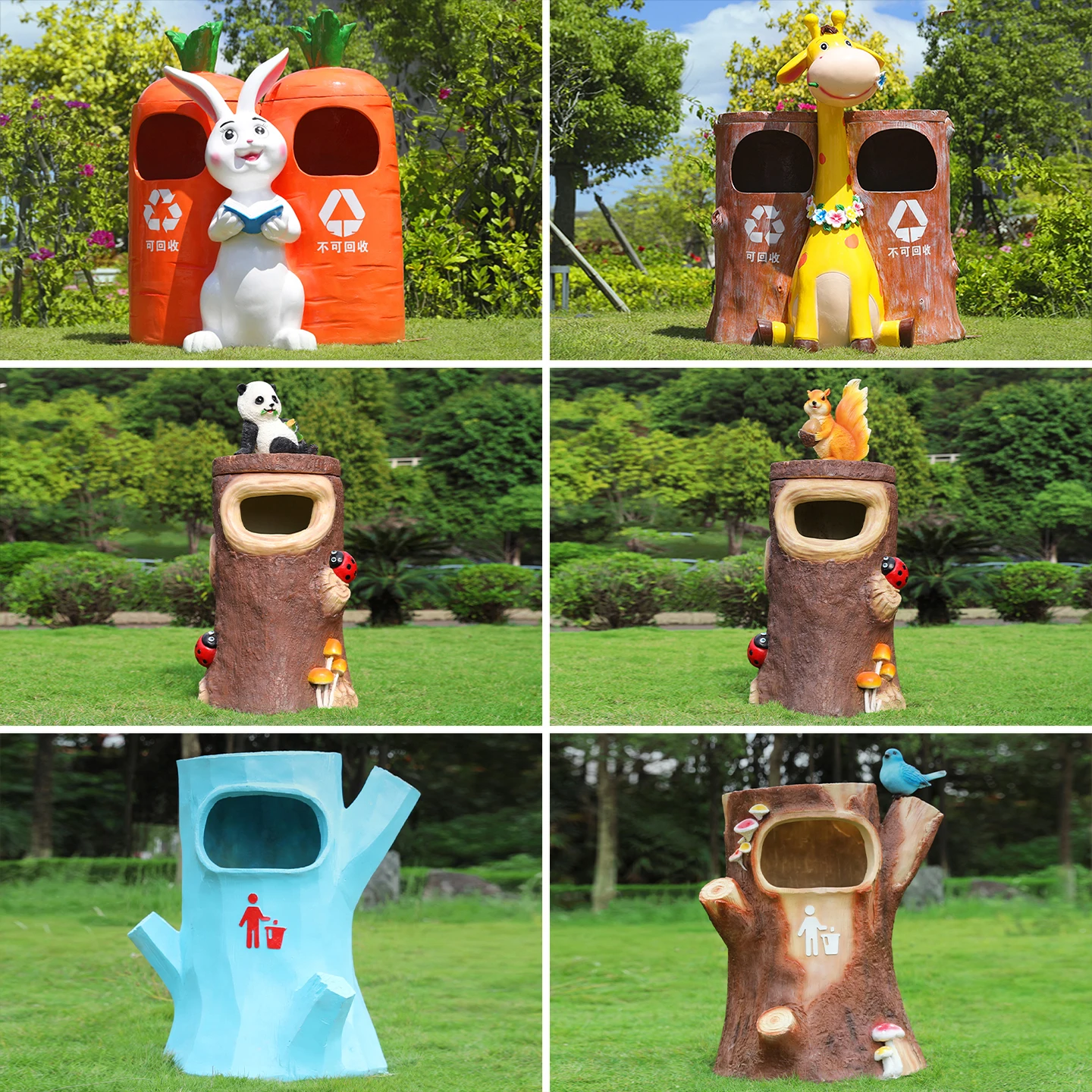 Outdoor cartoon animal trash can sculpture garden scenic spot kindergarten decorative plant leather box fiberglass ornament