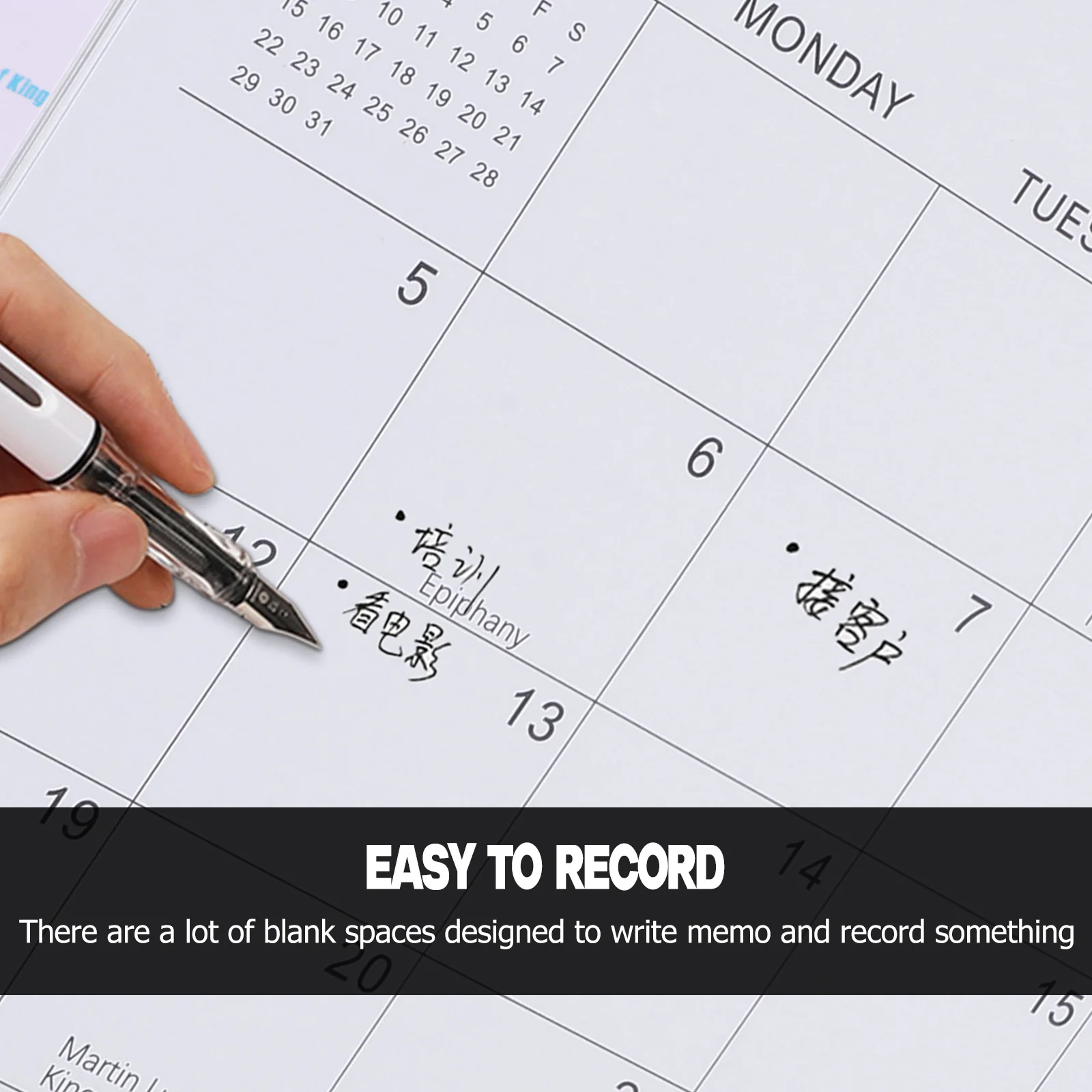 Calendário para parede criativo mensal conveniente bobina pendurado calendários planejador familiar