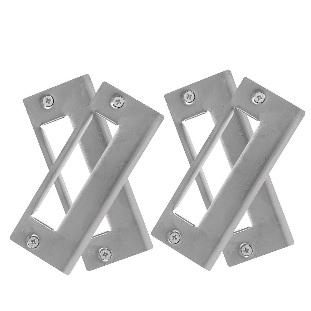 4 قطعة لوحات سترايك الفولاذ المقاوم للصدأ ديدبولت غطاء الطبق لتعزيز السلامة مزلاج الباب الأمامي لوحات طقم تصليح باب المرآب #2