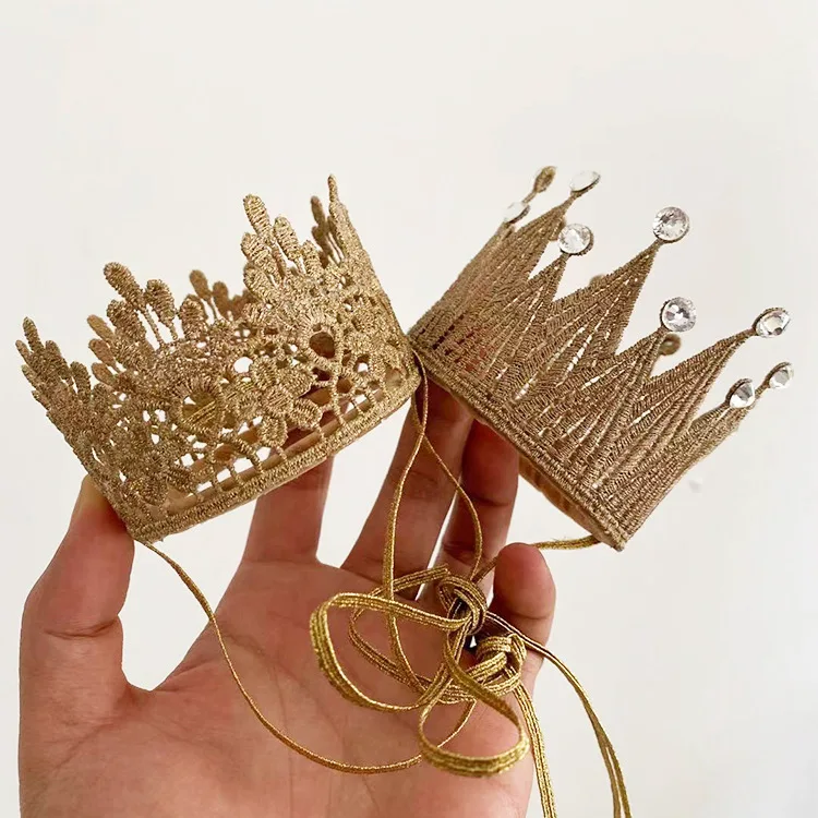 Kinder-Prinzessinnen-Kronen-Stirnband mit Blumen und Diamanten, Mädchen-Geburtstagsparty-Kopfschmuck, eleganter Kronenhut für Kinder – Detail 4