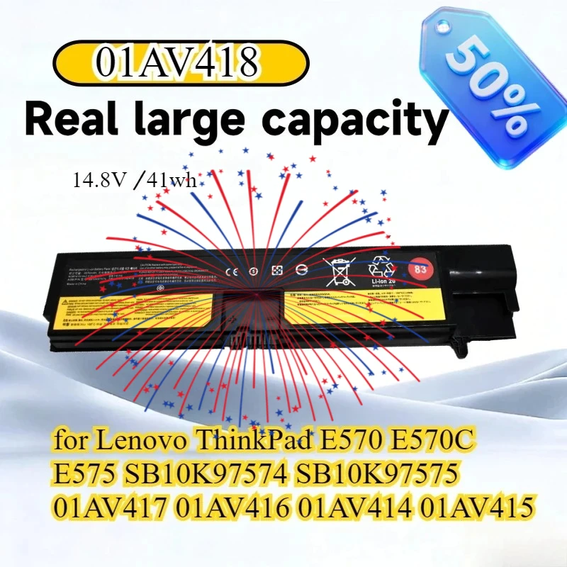 High Quality 01AV418 Laptop Battery for Lenovo ThinkPad E570 E570C E575 SB10K97574 SB10K97575 01AV417 01AV416 01AV414 01AV415