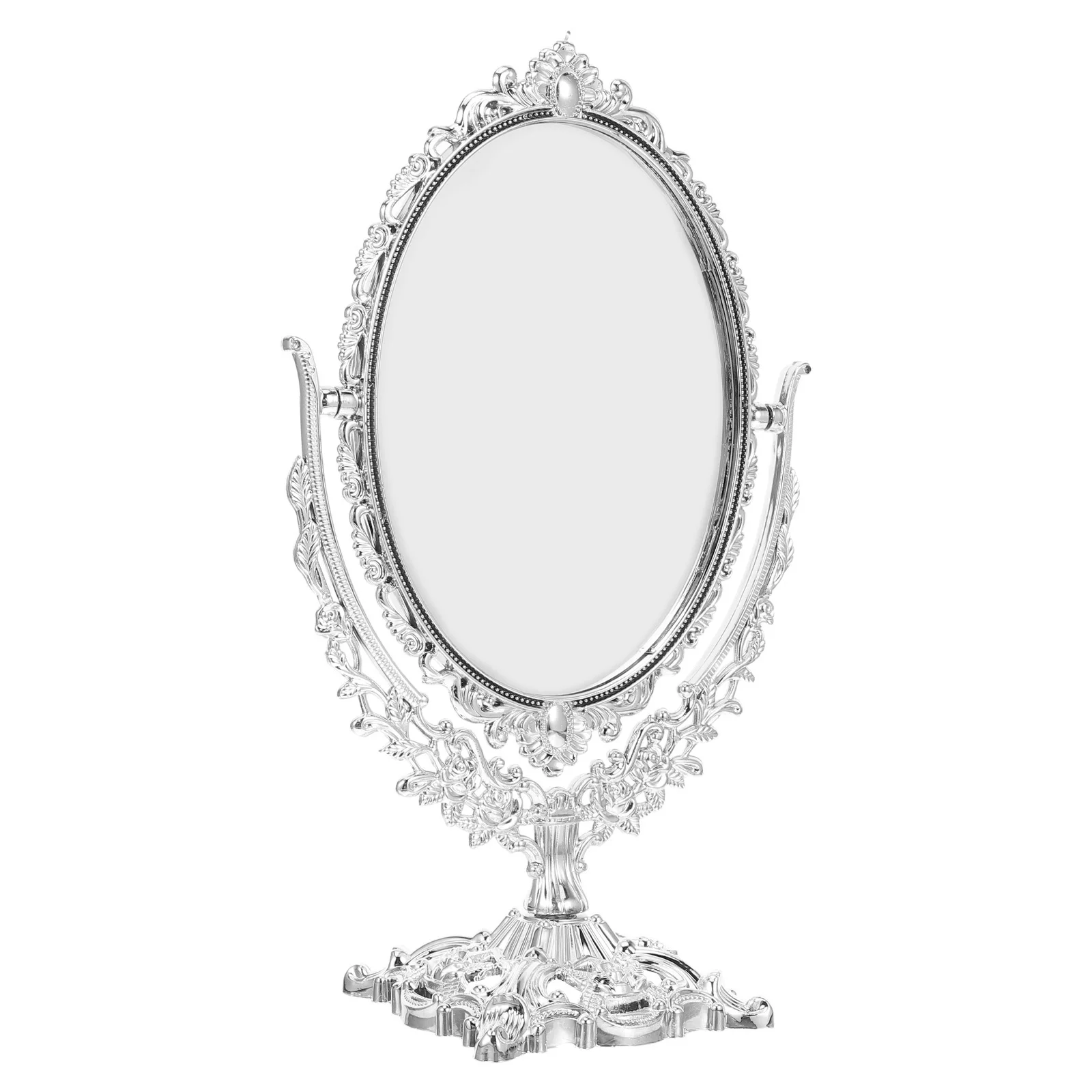 

Oval Vintage Double-Sided Mirror Swivel Standing High Definition Tabletop Mirror for Bedroom Dressing