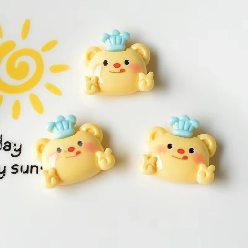 Hot Selling Cute Cartoon Butter Teddy Bear Resin Jewelry Accessories Hole Shoes Decoration Cream Glue DIY Material