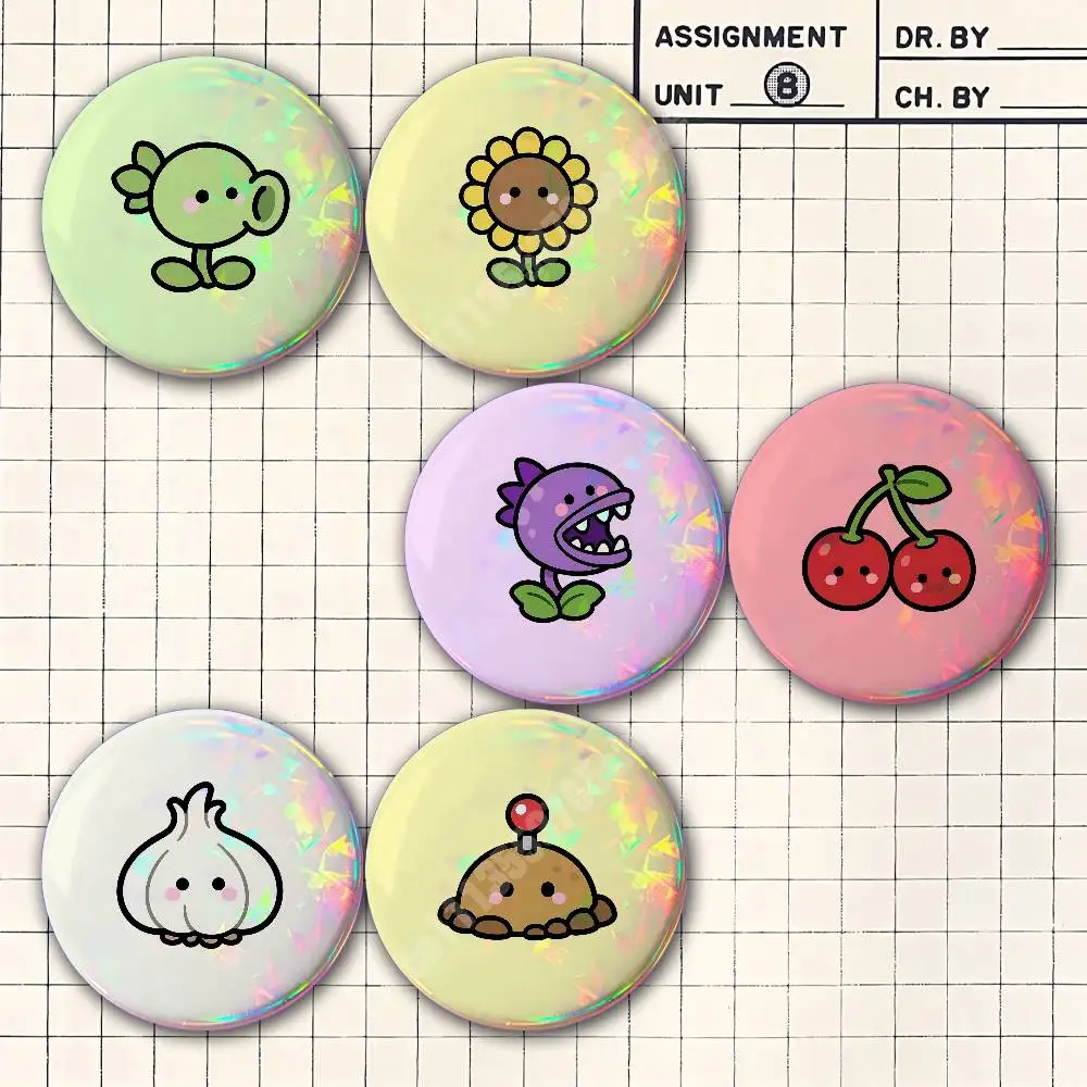 P-Plant-S Vs. Z-Zombie-S Button Badge 2PC Sets for Bags & Clothes & Accessories Metal Pin Vibrant Collection