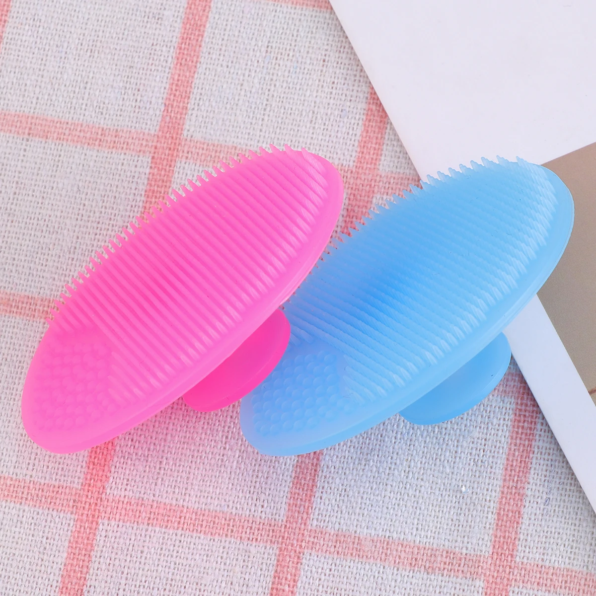 

2pcs Silicone Facial Cleansing Brush Face Massager For Sensitive Skin Non-Slip Handle Anti- Stretchy Small Sky Blue