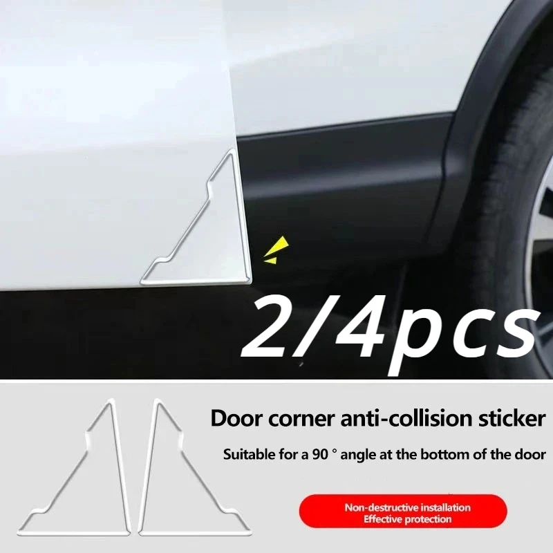 2/4PCS transparent door corner anti-collision sticker, car door protection scratch and scratch resistant universal strip