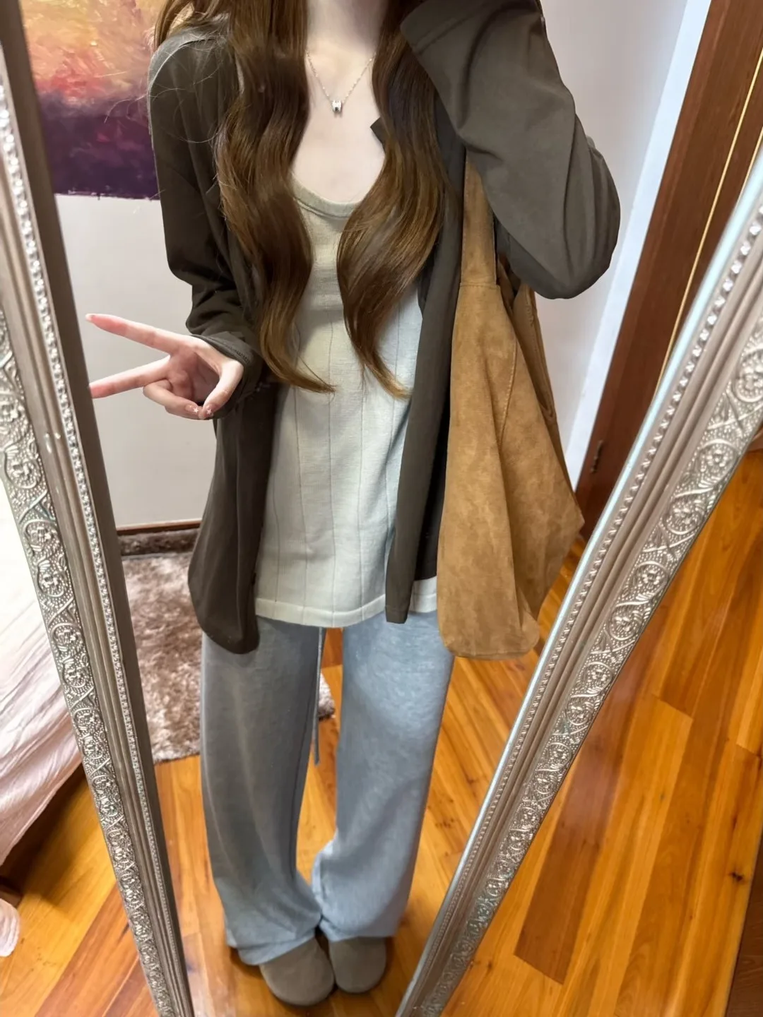 

Laid-back Style Women's Set Spring 2026 New Sun Protection Coffee Color Open Cardigan Base Vest Top Two-piece Trendy