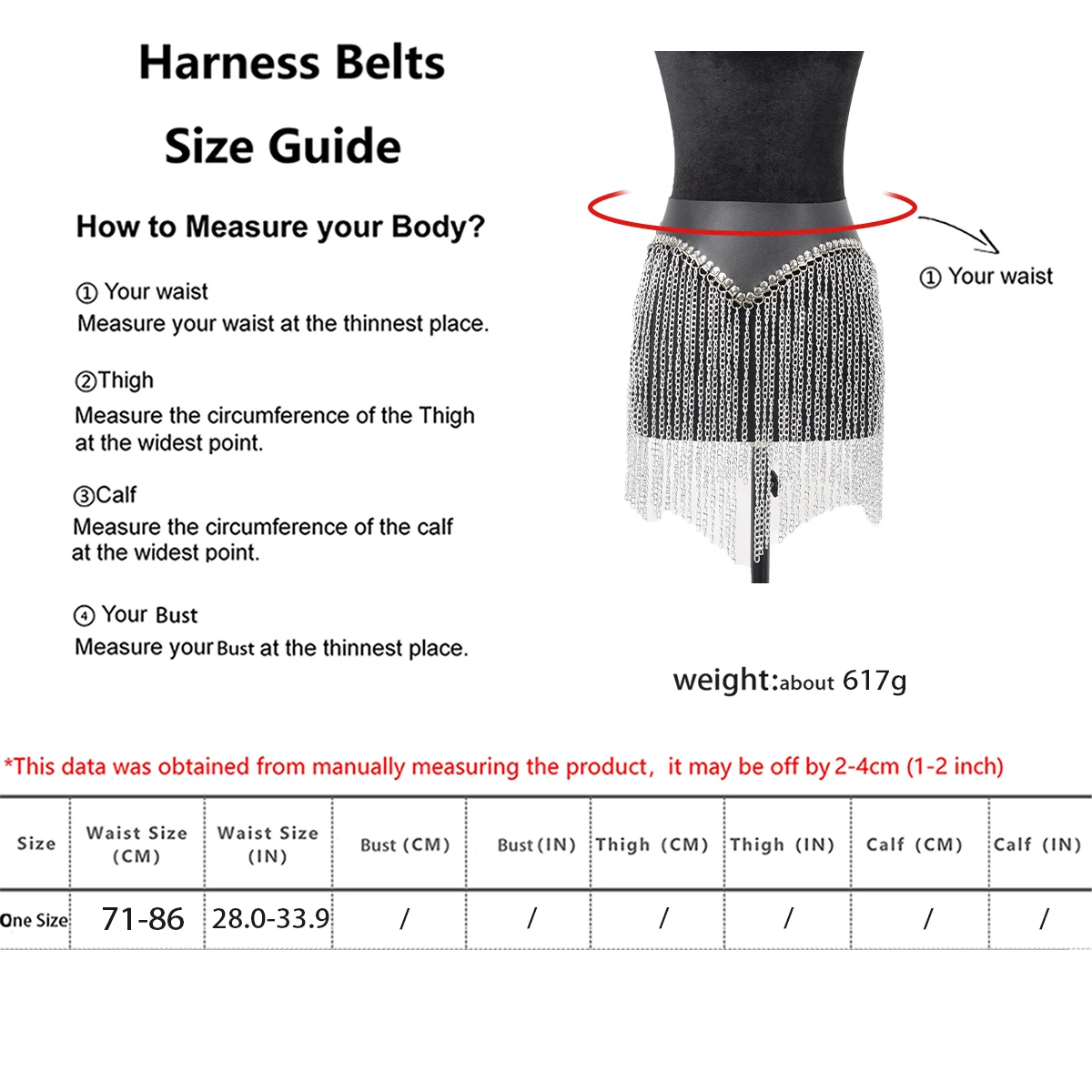 Fashion Belt Female Street Style Waist Chain Tassels Belt Adjustable casual wild Decorative Belt Gothic Clothing Accessories