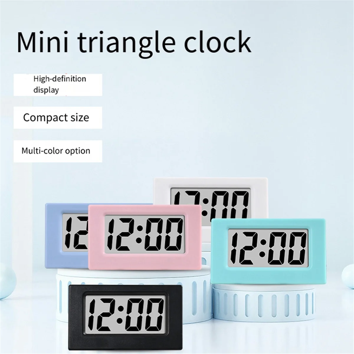 Mini Desktop Clock com Triângulo LED Screen, Alarme Digital Lectronic, Decoração Rosa para Casa, Mesa de escritório, Quarto