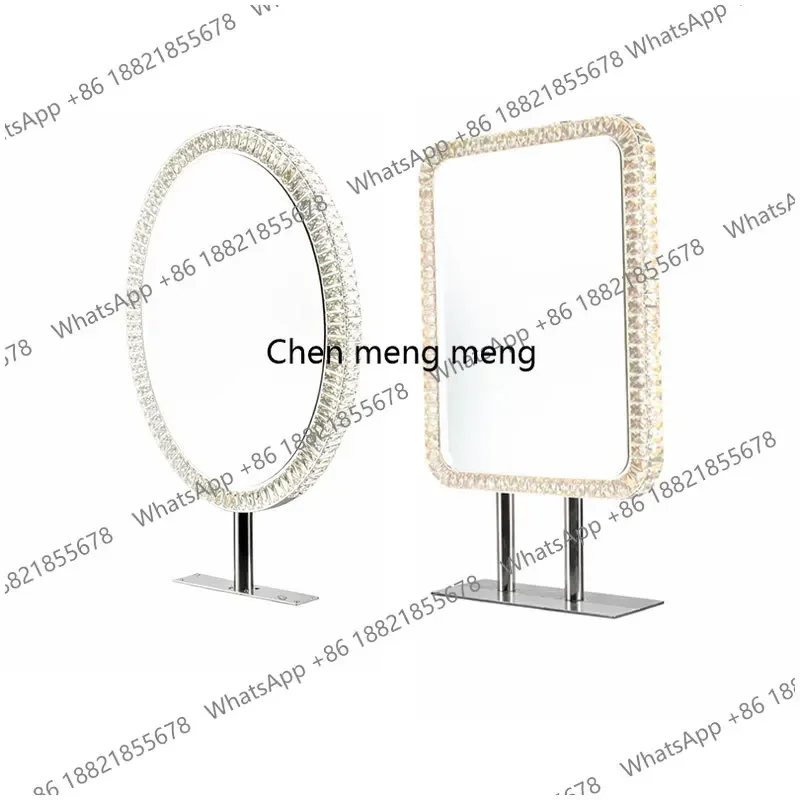 Customizable French crystal diamond makeup mirror with light LED smart countertop vanity mirror
