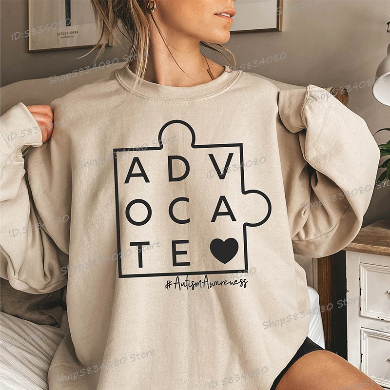 Autism Awareness Sweatshirt Accept Adapt Advocate Graphic Sweatshirts Women Special Ed Gift Advocate Autism Sweatshirt Jumper