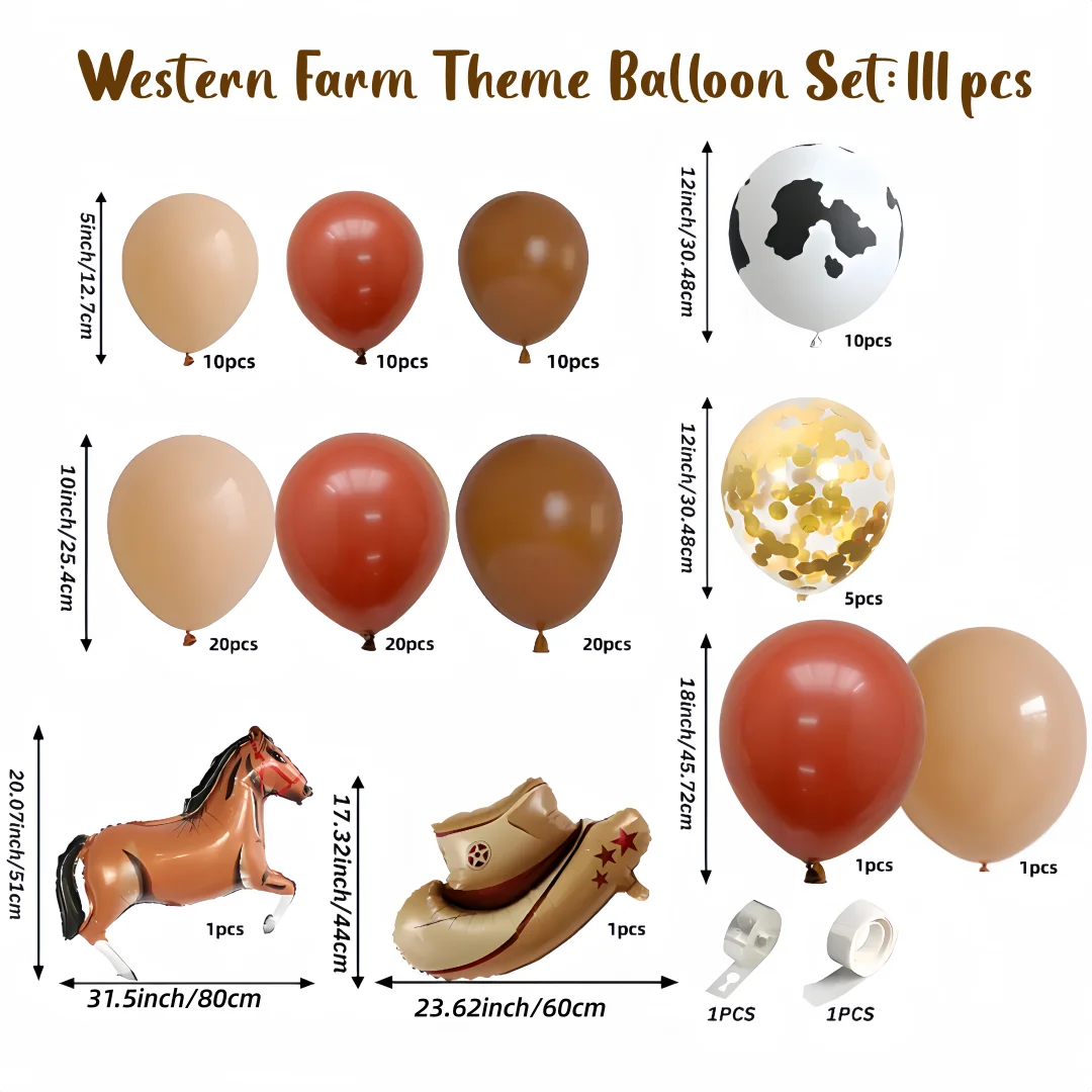 111개 서부 카우보이 풍선 가랜드 아치 키트, 빈티지 - Balloon Arch Kit 리뷰 및 가격