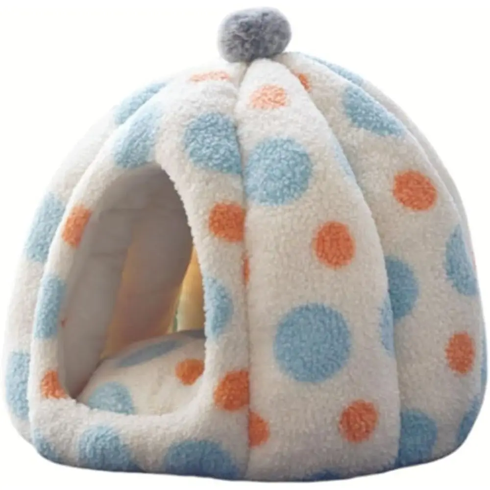 

Уютная лежанка-пещера для кошек с принтом тыквы и съемной подушкой для маленьких питомцев (синяя, 19,7 x 19,7)