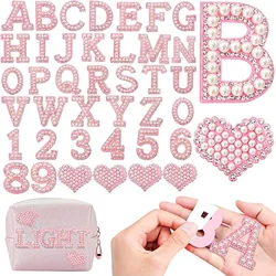 26pcs A-Z English Letter Glitter Pearls Rhinestone Patches Repair Embroidered Sew on Appliques,Patches for DIY Clothes Bags Hats