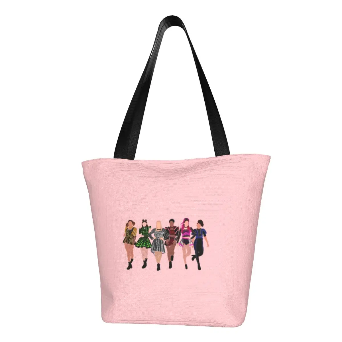 

Six The Musical Shopper Bag Queens Kawaii Handbags Polyester School Tote Bag Student Print Beach Bag Xmas Gift