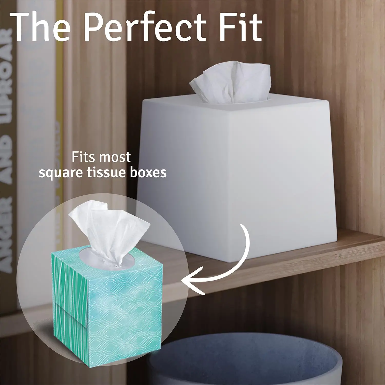 White Square Plastic Tissue Box Cover Set Of 2 – Cube Facial Tissue Holder For Desk, Living Room, Vanity (5.5” x 5.5” x 5.6”) - view 5