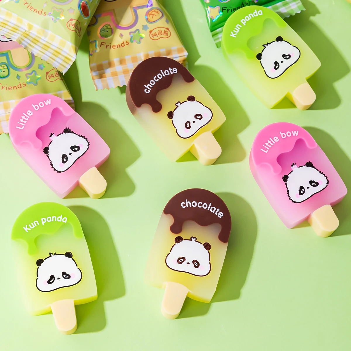 Cute Panda Eraser Student Creative Ice Cream Shape Eraser Educational Fun Desk Accessories Rubber for Mistakes Correction
