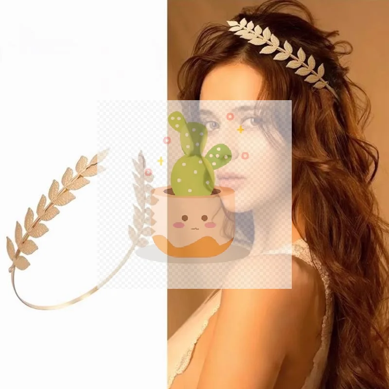 Nowa Retro Złota Opaska na Głowę z Liśćmi Korona Tiara Ozdoba na Głowę Bogini Grecka Biżuteria do Włosów Ślubna Akcesoria do Włosów dla Panny Młodej