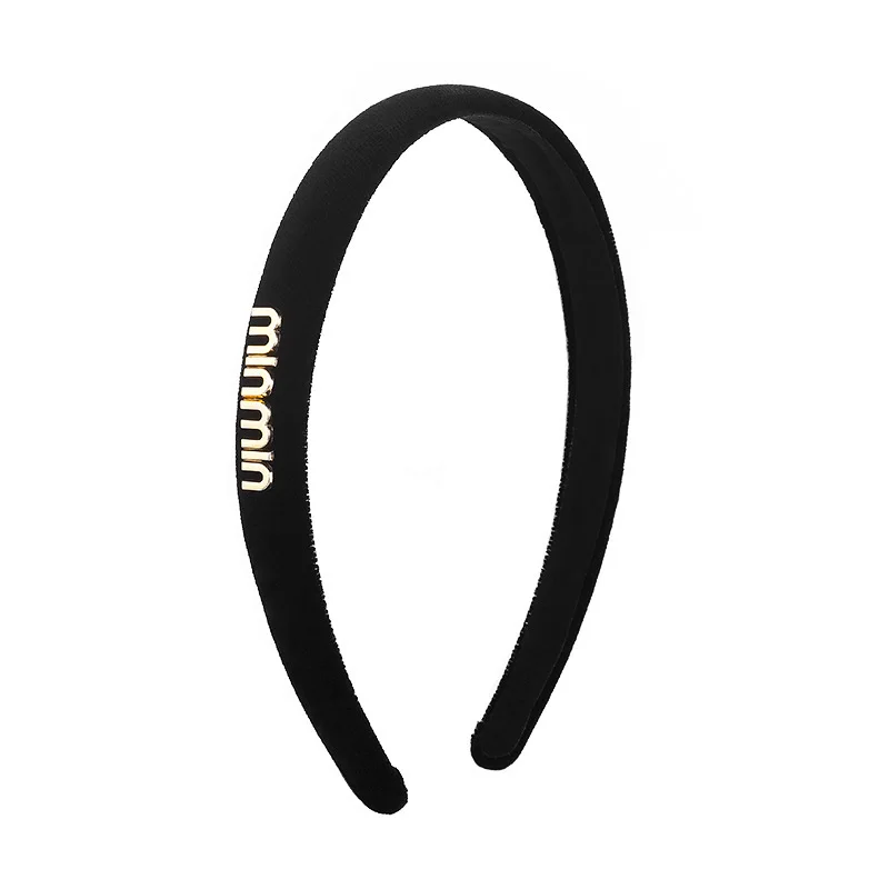 Black Letter Satin Hair Ties Women\'s Simple Style Hair Bands For Face Washing Styling Easy Matching Accessories