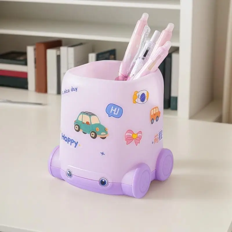 Pen Holder For Desk Desk Pencil Holder Car Design Container Storage Cute With Sticker For Table Home Vanity Classroom School