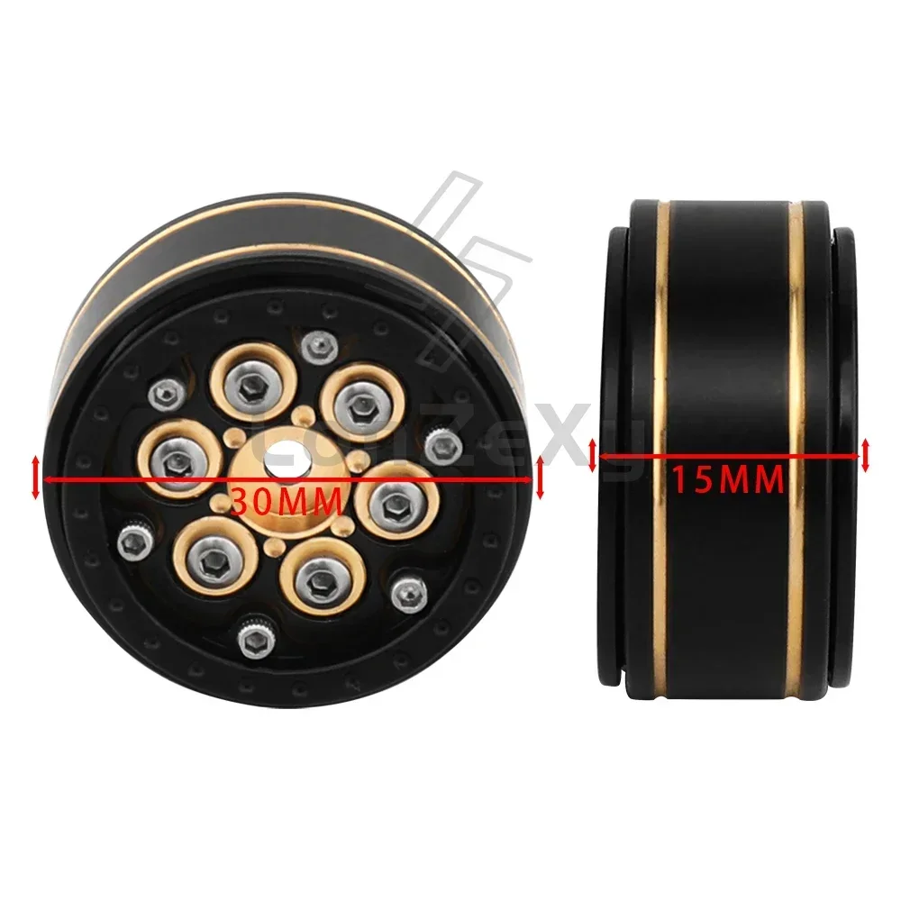 New 4PCS Brass 1.0 Inch Beadlock Wheel Hub Rims for RC Crawler Car 1/24 Axial SCX24 AX24 FCX24 1/18 TRX4m Metal Upgrade Parts