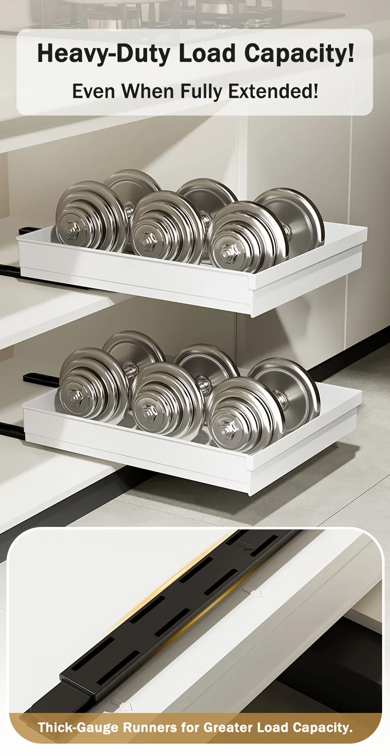 Bohrfreier Magic Tray – robuster, ausziehbarer Organizer für Schränke/Spülen. Einfache Installation, riesiger Platzspareffekt! Perfekt für Tiny Homes – Detail 6