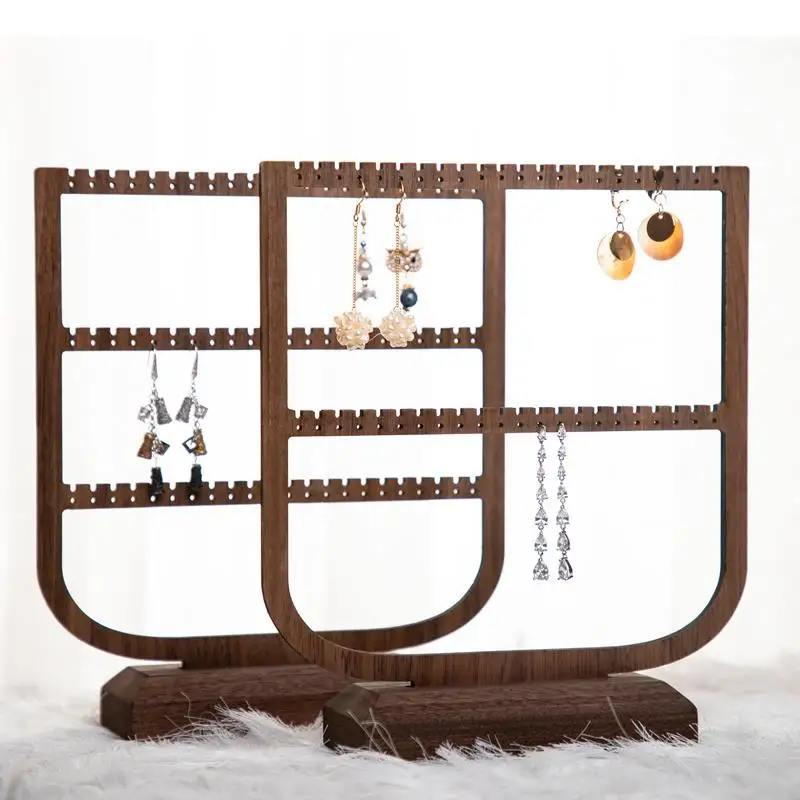 Ear Clip Earrings Jewelry Display Shelf Wood Decorative Shelves Hanging Board Dressing Table Necklace Stand