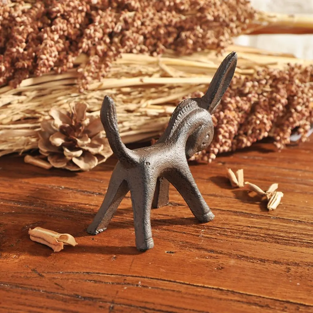 Creative Sculpture Donkey Figurine Durable Vivid Animal Statue Cute Iron Donkey Ornament Bedroom