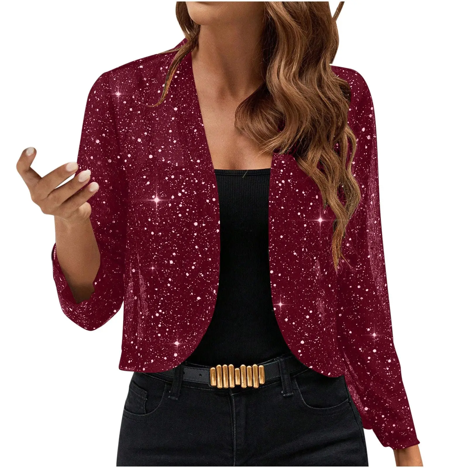 Cárdigan elegante para mujer, Chaqueta corta informal, decoración brillante, temperamento refinado, traje suave y cómodo para fiesta, prendas de vestir exteriores