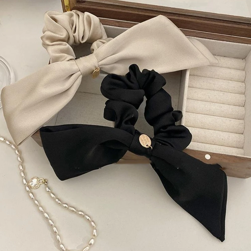 Chouchous à nœud en Satin avec Accents, 1 pièce, attaches de cheveux élégantes pour un Look Chic et sophistiqué, parfaits pour le style quotidien