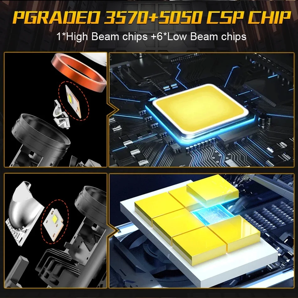H4 Mini Bi جهاز عرض (بروجكتور) ليد عدسة المصباح لمبة 120 واط توربو مصباح عالية منخفضة شعاع Led العدسات لسيارة دراجة نارية ضوء LHD RHD العالمي
