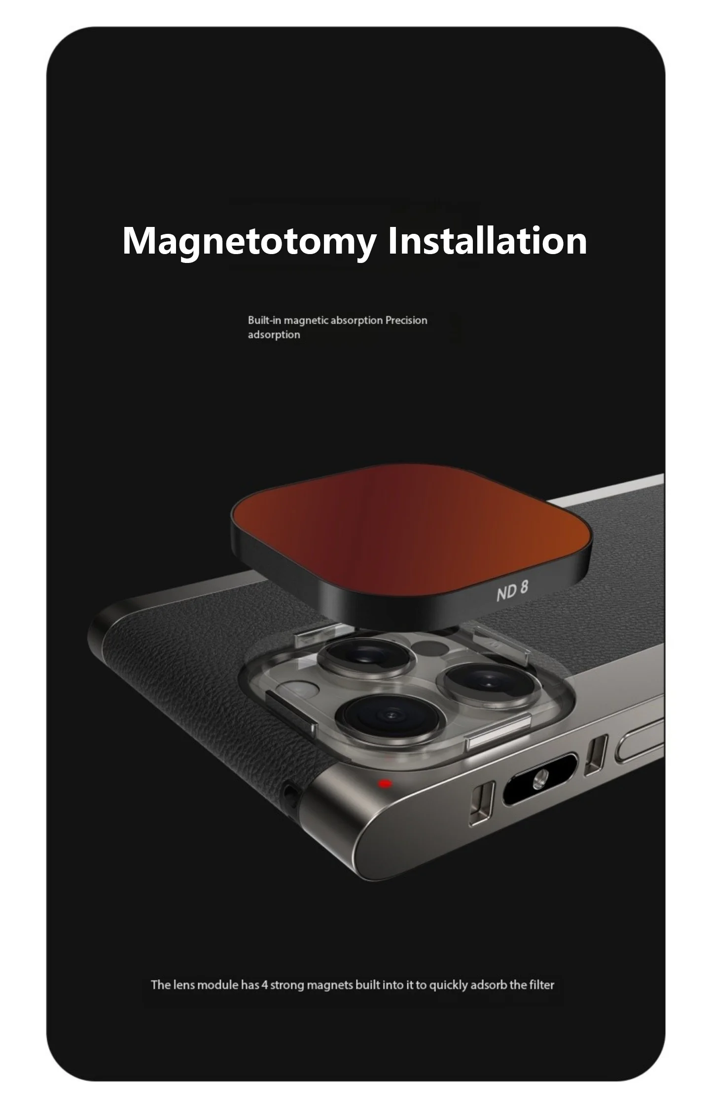 طقم مرشح ND مغناطيسي مربع Fotogear ND8/ND16/ND32/ND64، ج ​ متوافق مع حافظة الهاتف المعدنية من سلسلة fotorgear iPhone