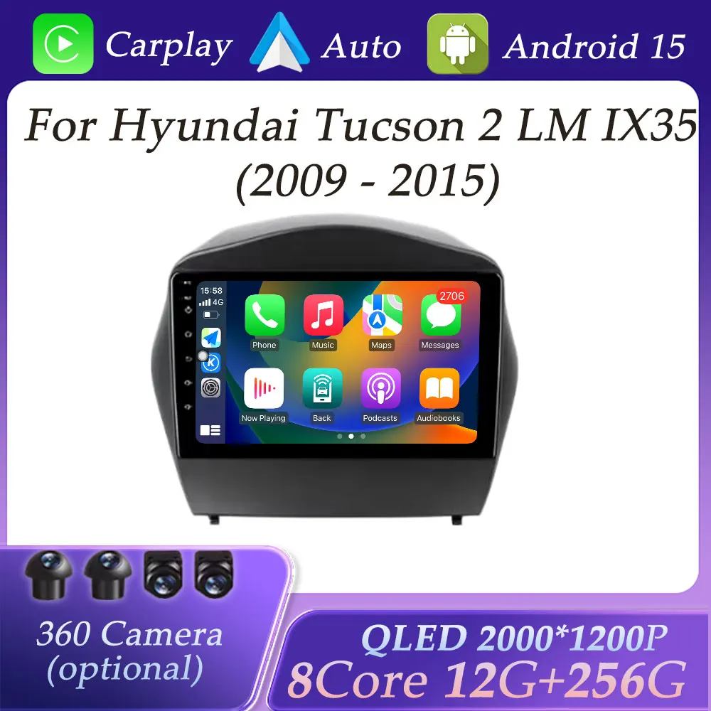 

QLED Screen for Hyundai Tucson 2 LM IX35 2009 - 2015 Wireless CarPlay Car Radio Multimedia Player GPS Navigation Bluetooth WIFI