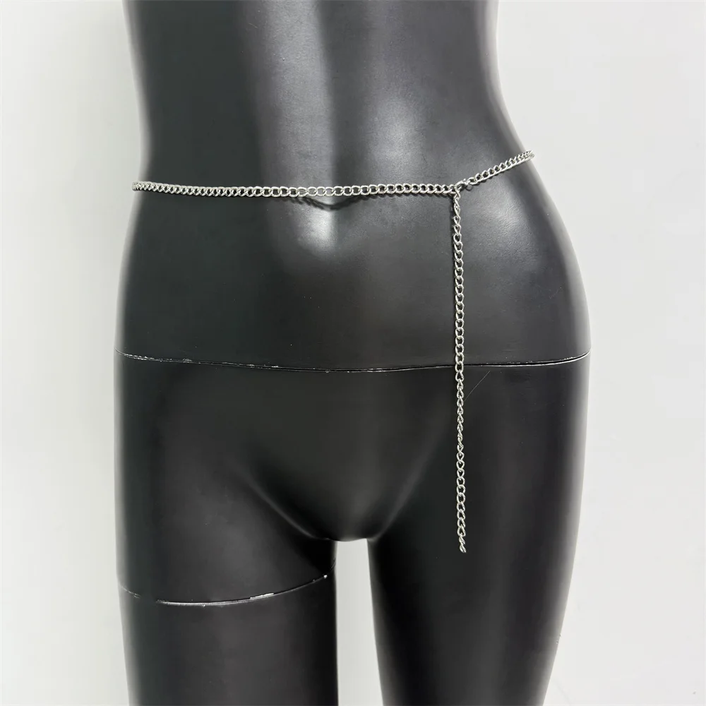 Sexy Women Hollow Heart Waist Chain Silver Rhinestone Tassel Belt Y2K Hip Hop Body Jewelry for Bikini Low Rise Jeans Party Wear view 5