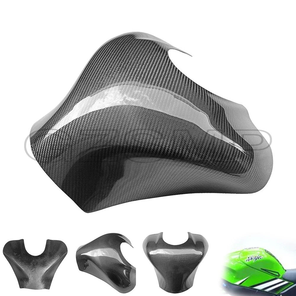 

Motorcycle Real Carbon Fiber Fuel Tank Cap Tank Cover fit For Kawasaki ZX-10R ZX10R 2011 - 2014 2012 2013