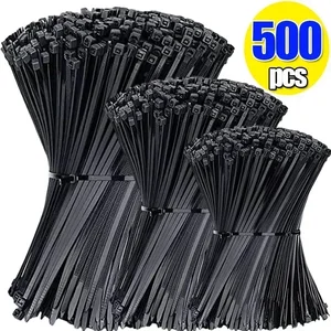 Plástico Nylon Abraçadeiras, Self-Locking, Cord Ties Straps, Cabos ajustáveis Loop de Fixação, Home Office Wire Zip Ties, 500 Pcs, 100Pcs 6 principais vendas trava de cabo ajustável - №4