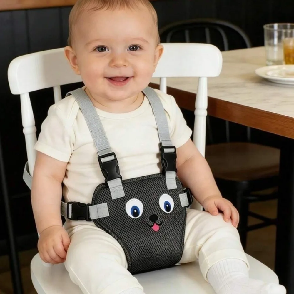 Soft High Chair Safety Belt Breathable Cartoon Embroidered Baby Dining Waist Belt Portable Adjustable Stroller Anti-Fall Strap