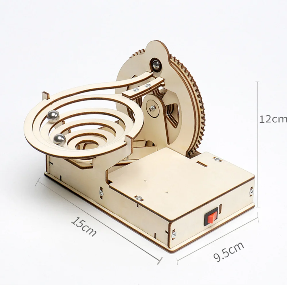 B78B-Wooden Marble Run 3D Puzzle Educational Mechanical Kit Maze Ball Building Coaster For Children Teen Birthday Gifts