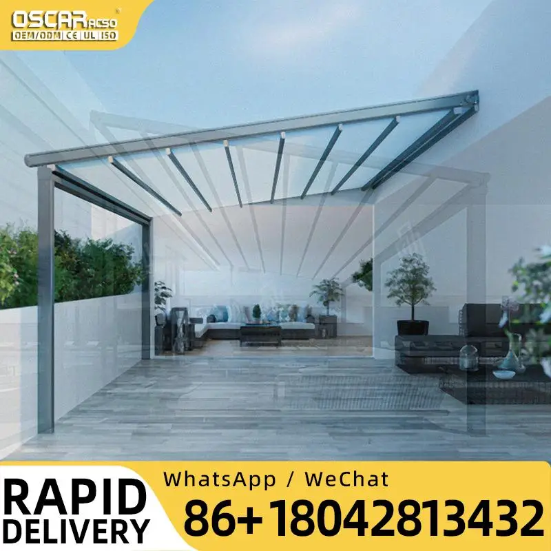 10X20 Pull Out Canopy Print Awnings Motorized Retractable Pergola Roof Aluminum Frame for Backyard Patio Garden Retractable Cano