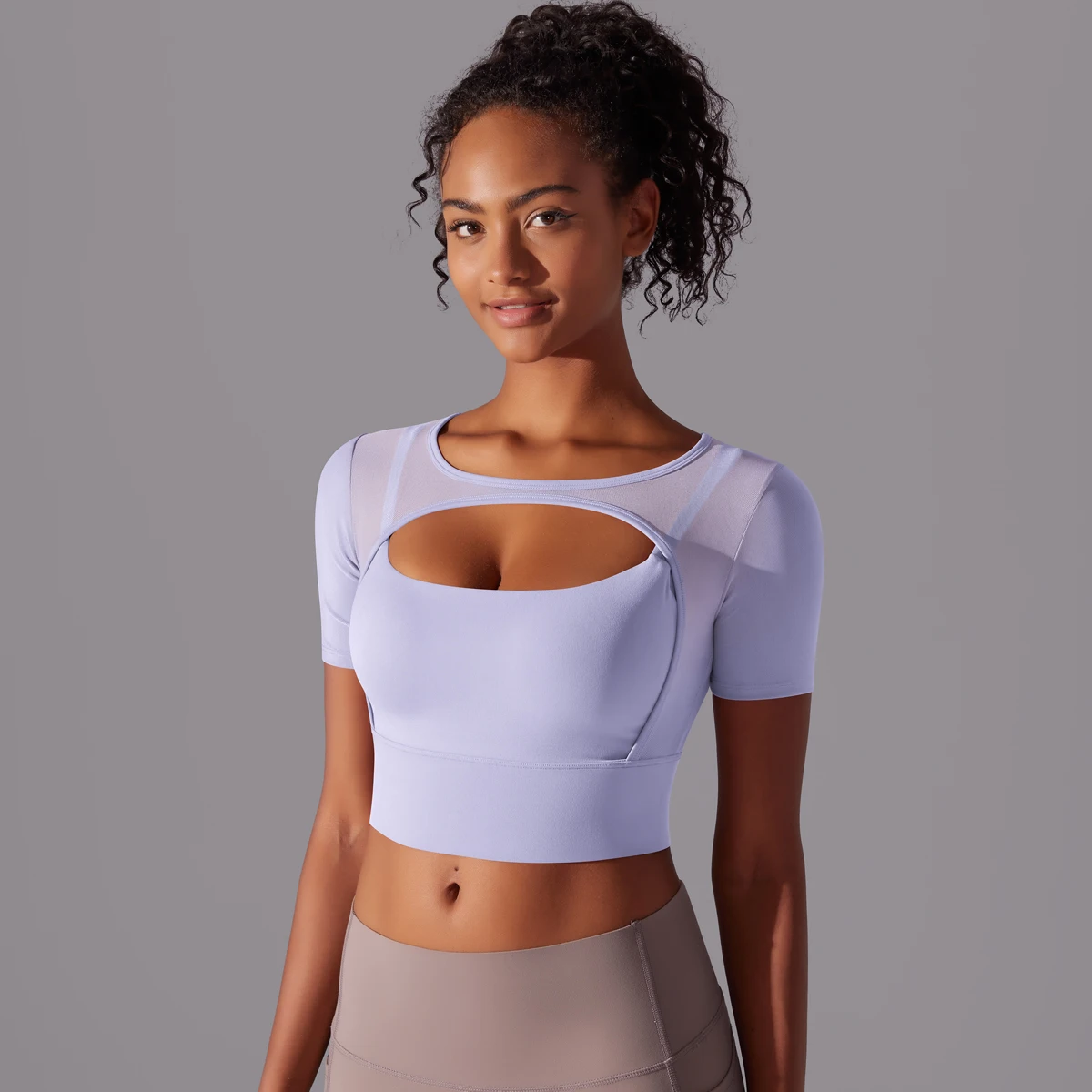 Frauen Mesh Yoga Shirt Sexy Kurzarm T-Shirt Sport Top Bluse Cover Up Quick Dry Gym Kleidung Laufen Fitness Tank Sportwear – Detail 27