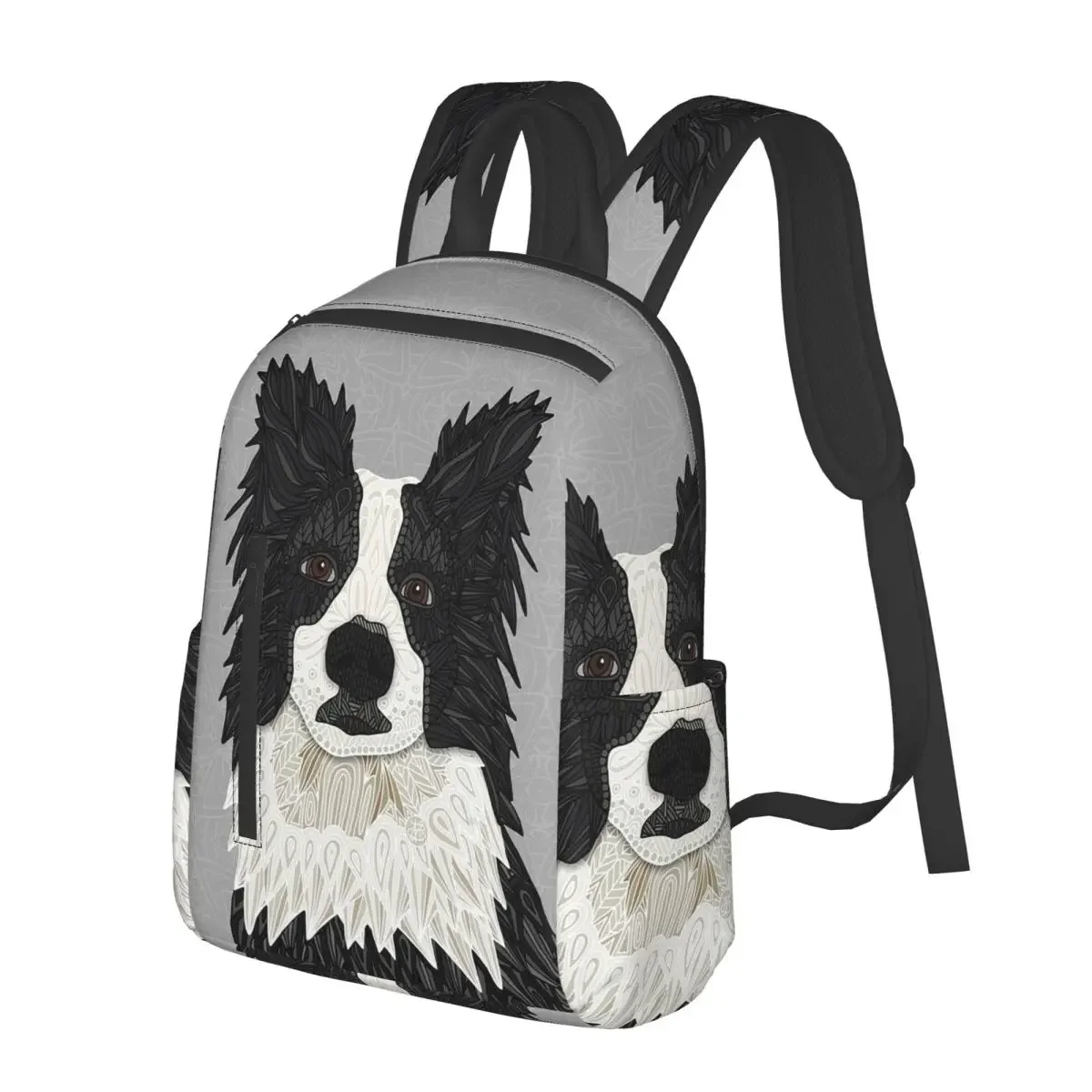 

Beautiful Black Border Collie Student Backpack School Bag Hiking Travel Daypack for Men Women Fashion Bookbag Shoulder Bags